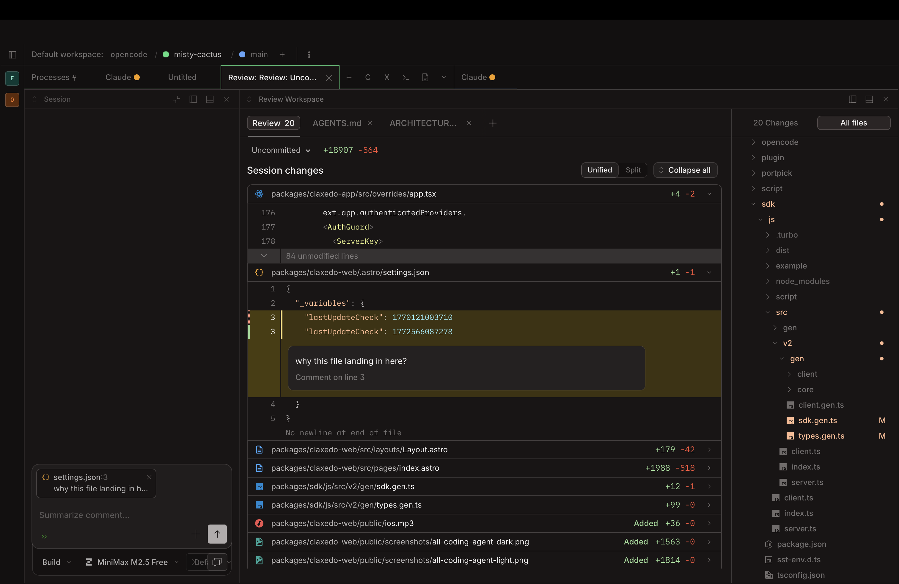 Claxedo review workspace